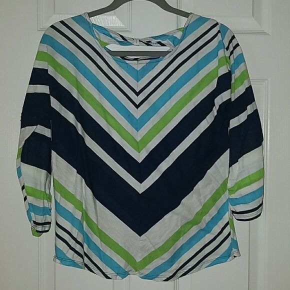 Erin London striped 3/4th length sleeve top. Sz. M - Picture 3 of 3